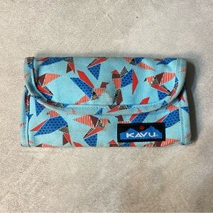Kavu Big Spender Trifold Wallet Travel Organizer Origami Bird Canvas Clutch